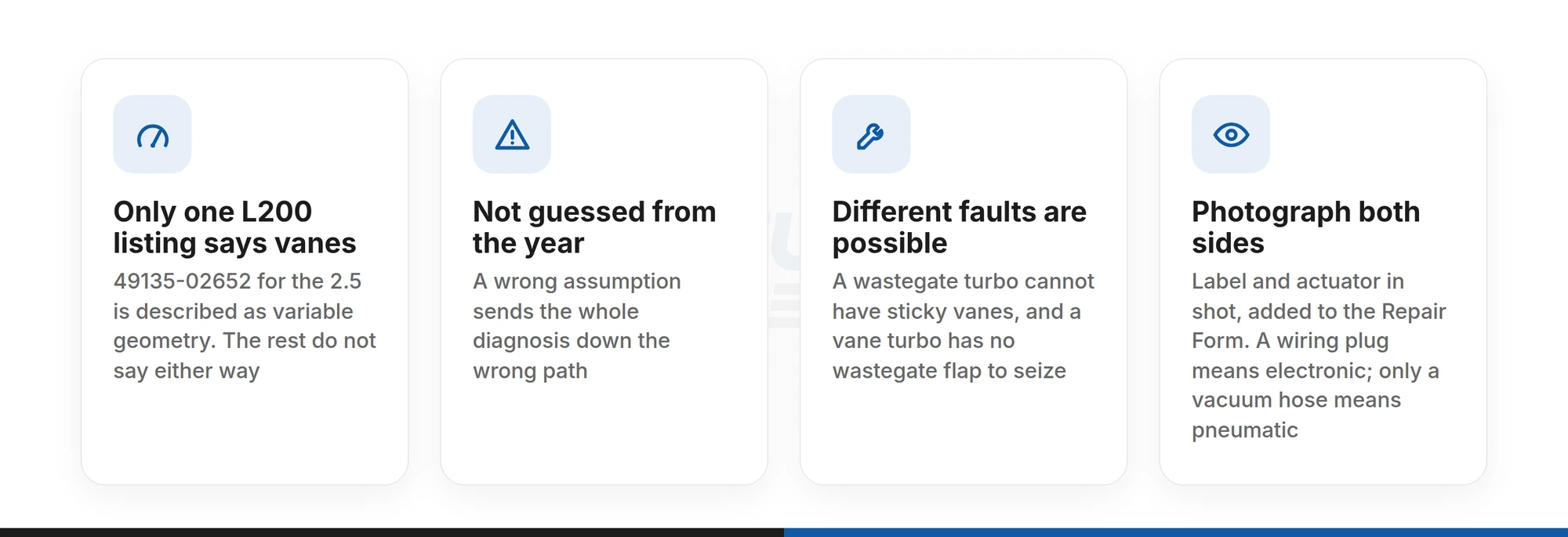 Why an L200 turbo should not be assumed to have vanes: only one listing says variable geometry