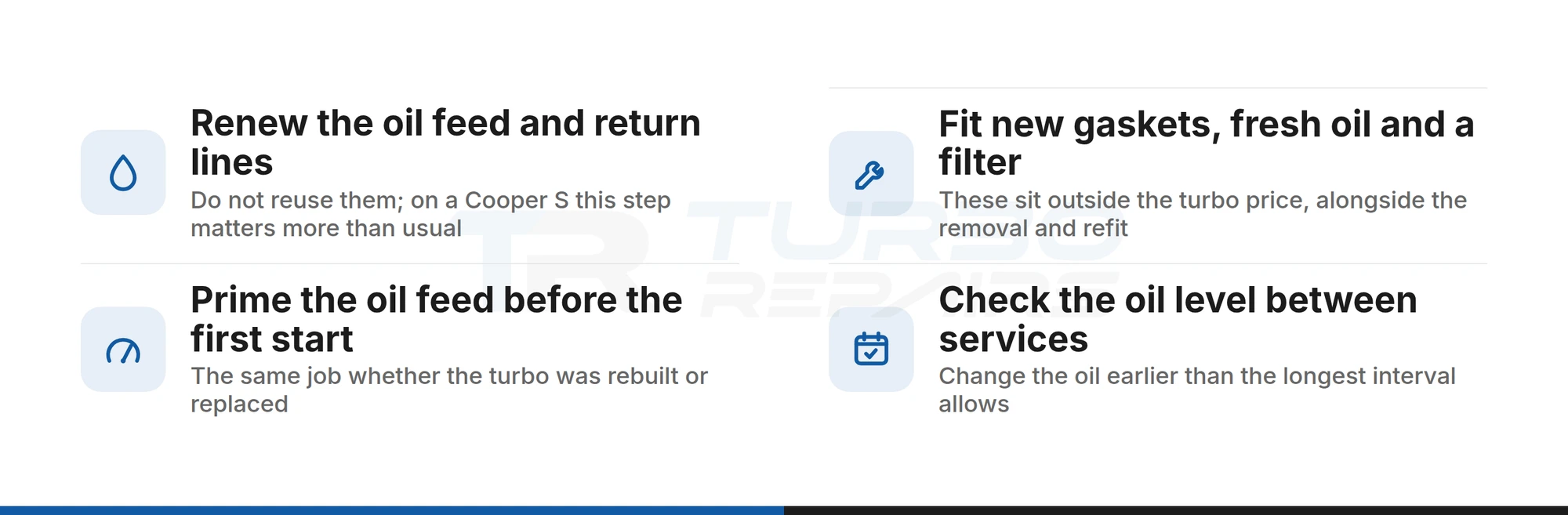 What to renew alongside a MINI Cooper S turbo: oil lines, gaskets, oil and filter